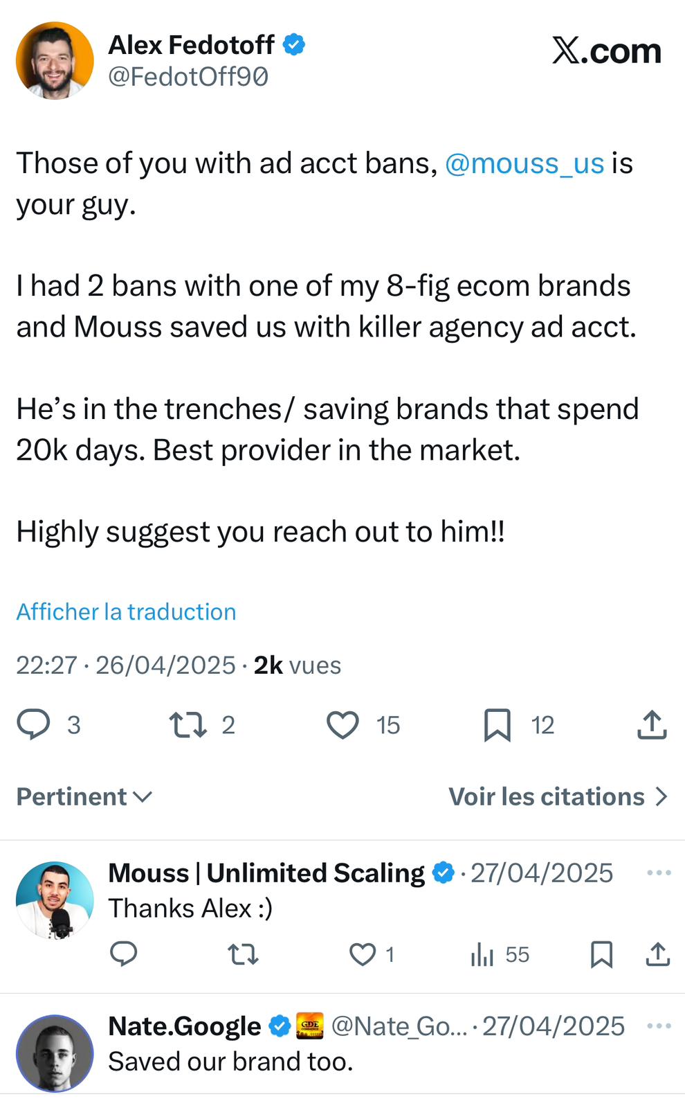 Testimonial: Ad-account bans