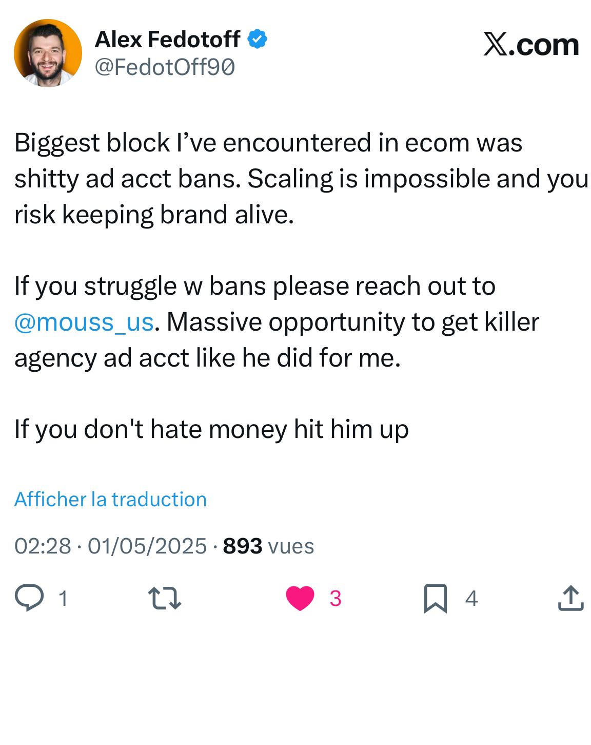 Testimonial: Ad-account bans